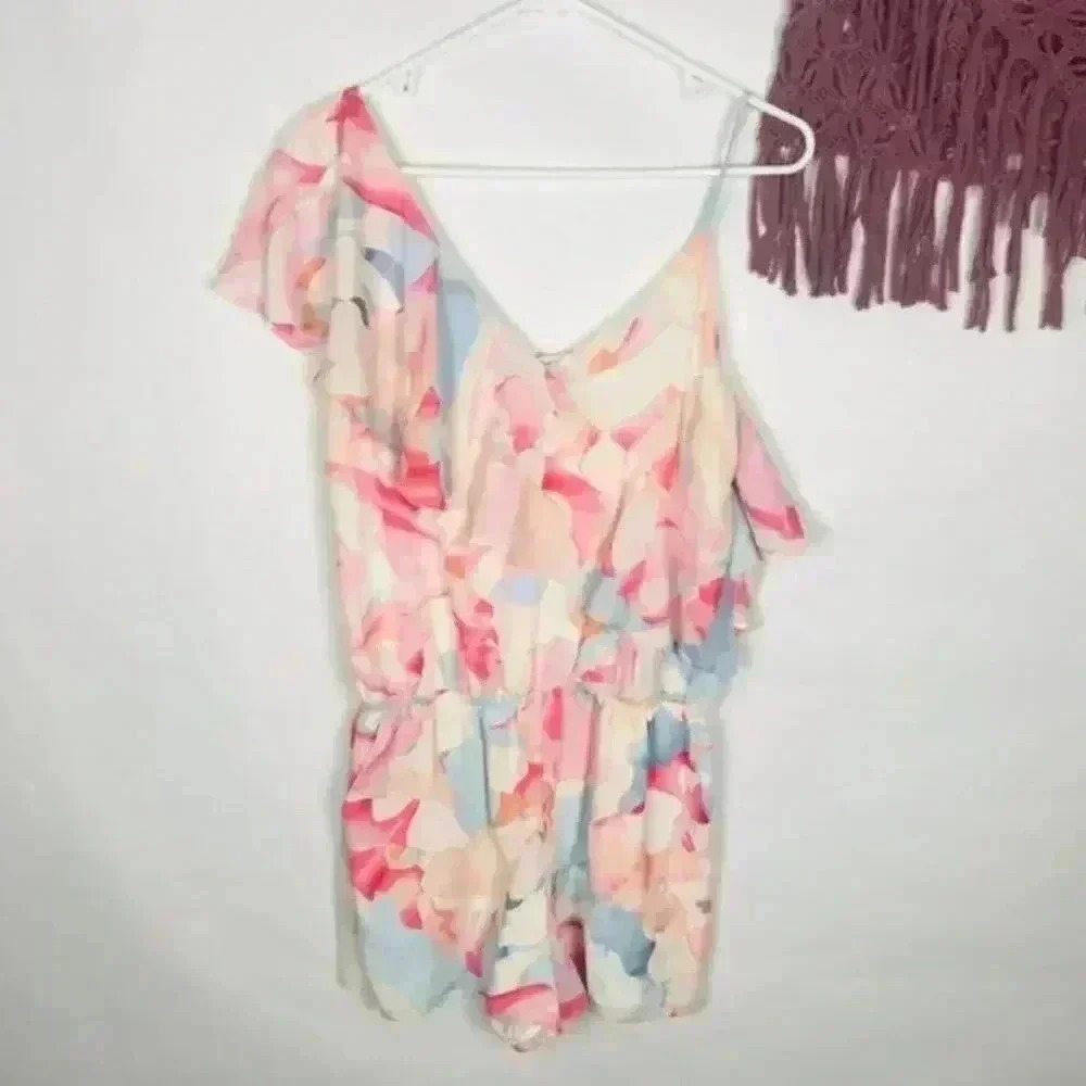 1. State One Shoulder Ruffle Romper‎ Size Small - Picture 4 of 8